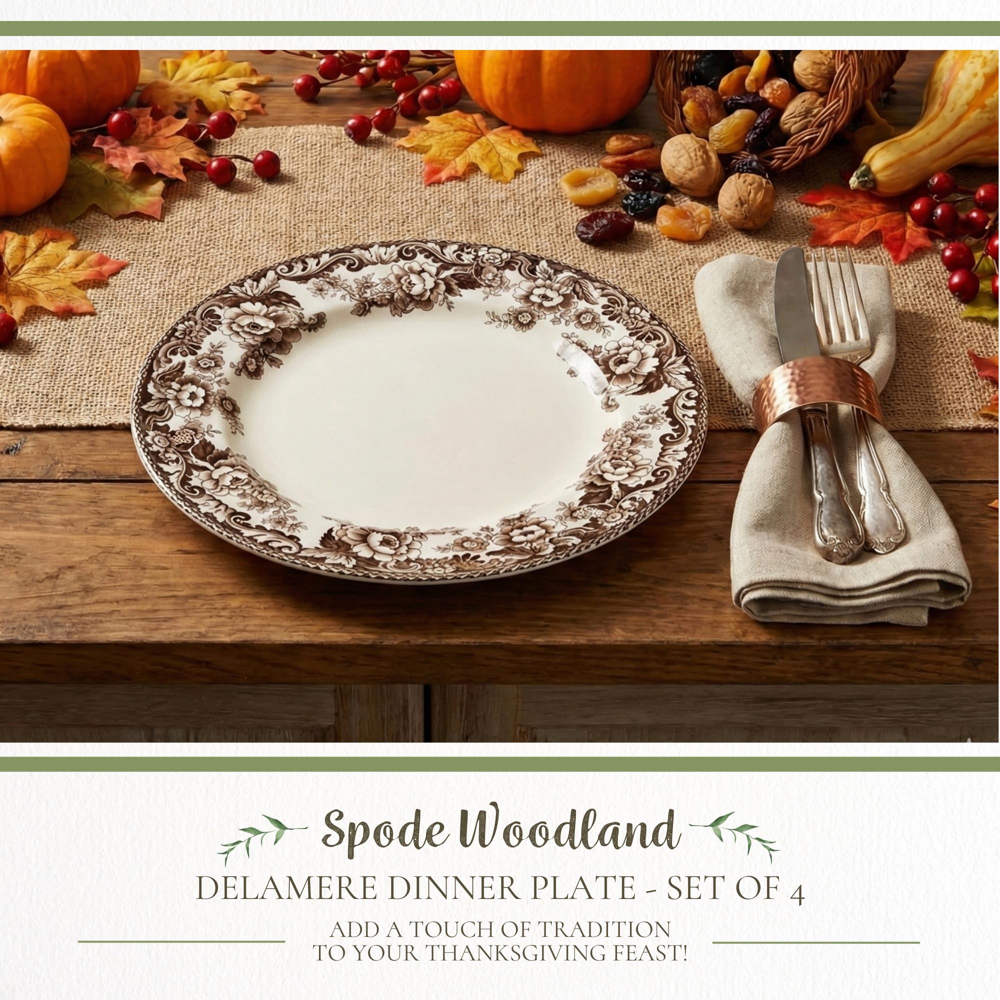 Amazon.com | Spode Delamere Dinner Plate, Set of 4: Spode Woodland